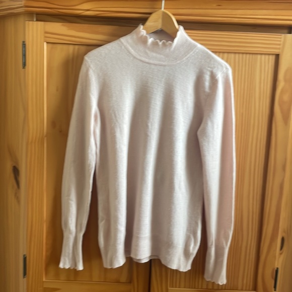 Nanette Lepore Cashmere Sweater Scallop Mock Neck - Sz Large - Picture 3 of 8